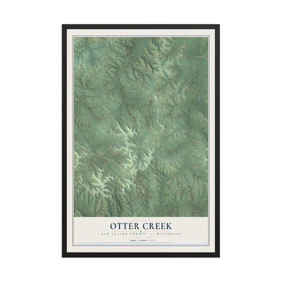 Map of Otter Creek, Eau Claire County, Wisconsin, 12 x 18 inch print in a black wood frame