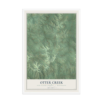 Map of Otter Creek, Eau Claire County, Wisconsin, 12 x 18 inch print in a white wood frame