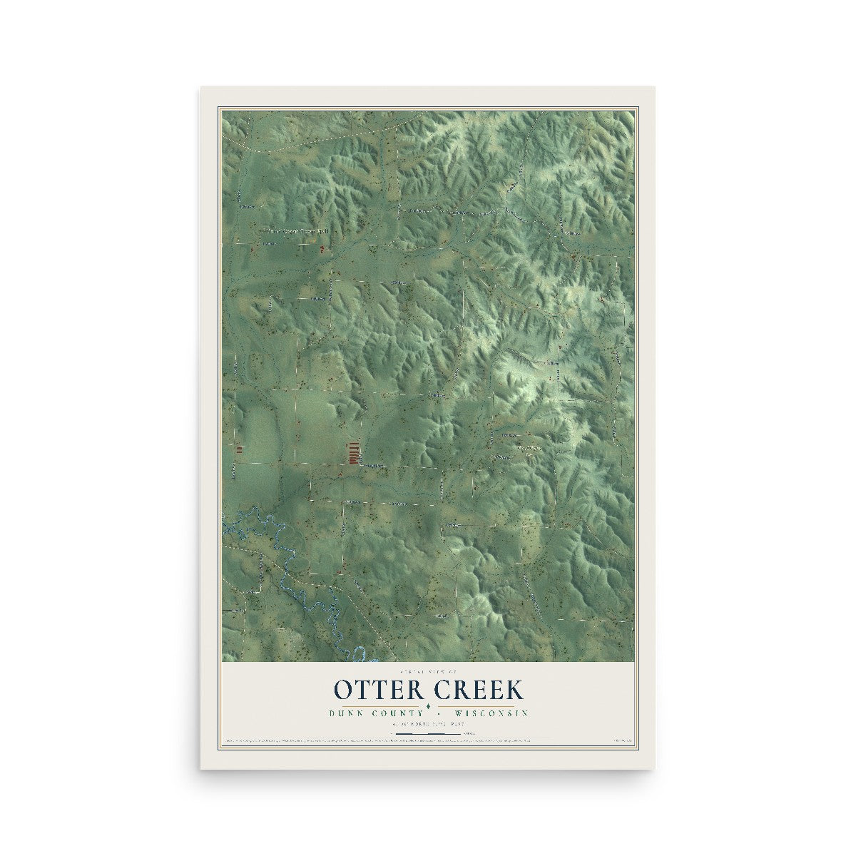 Map of Otter Creek, Dunn County, Wisconsin, 12 x 18 inch unframed archival matte print