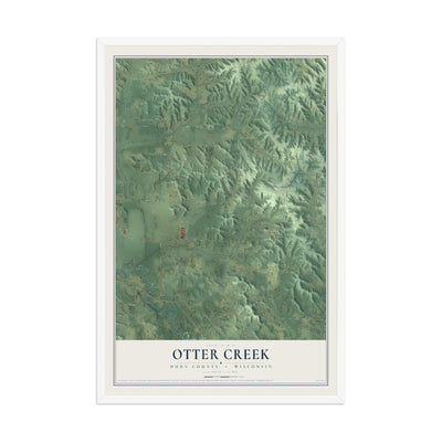Map of Otter Creek, Dunn County, Wisconsin, 12 x 18 inch print in a white wood frame