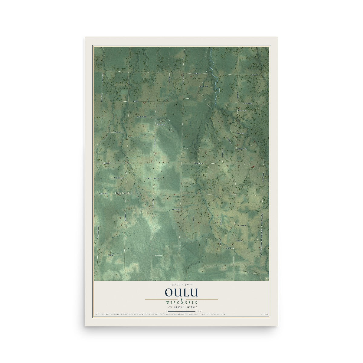 Map of Oulu, Wisconsin, 12 x 18 inch unframed archival matte print