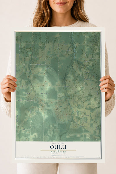 Map of Oulu, Wisconsin, 18 x 24 inch unframed archival matte print