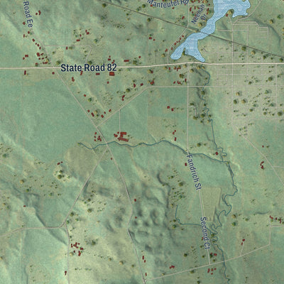 Close-up of the map of the Town of Oxford, Wisconsin print showing street and building detail