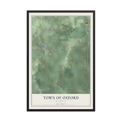 Map of the Town of Oxford, Wisconsin, 12 x 18 inch print in a black wood frame