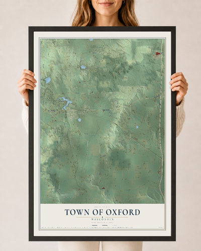 Map of the Town of Oxford, Wisconsin, 24 x 36 inch print in a black wood frame