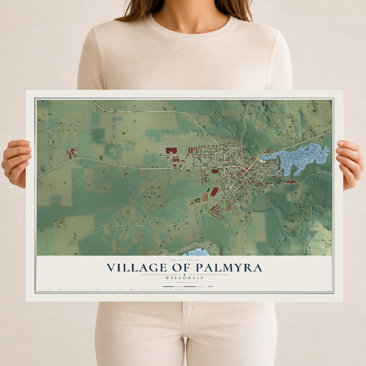 Map of Palmyra, Wisconsin, 12 x 18 inch unframed archival matte print
