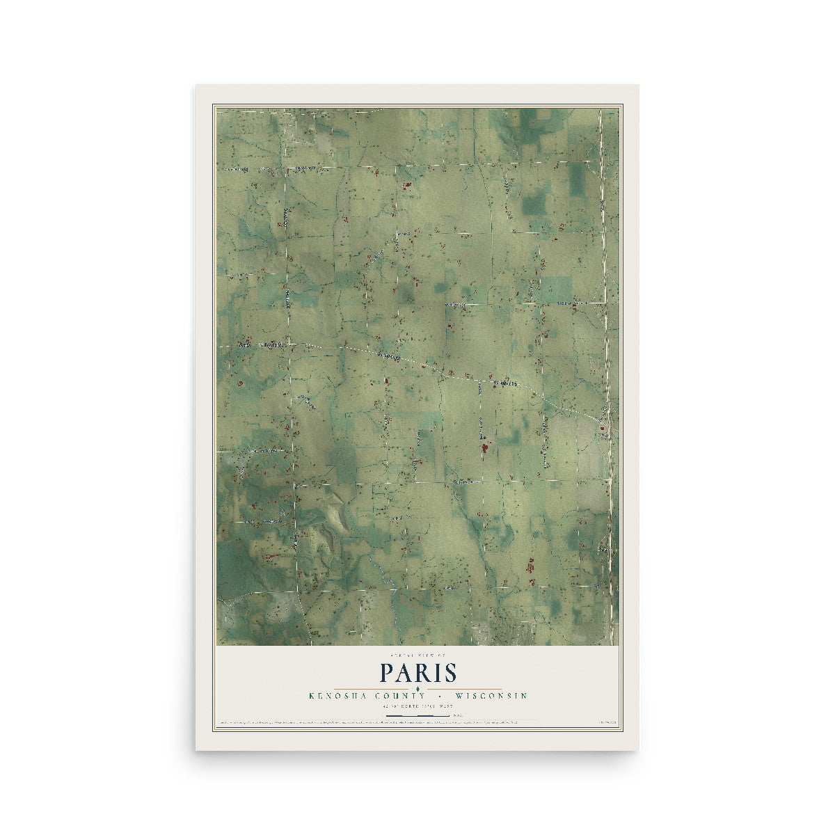 Map of Paris, Kenosha County, Wisconsin, 12 x 18 inch unframed archival matte print