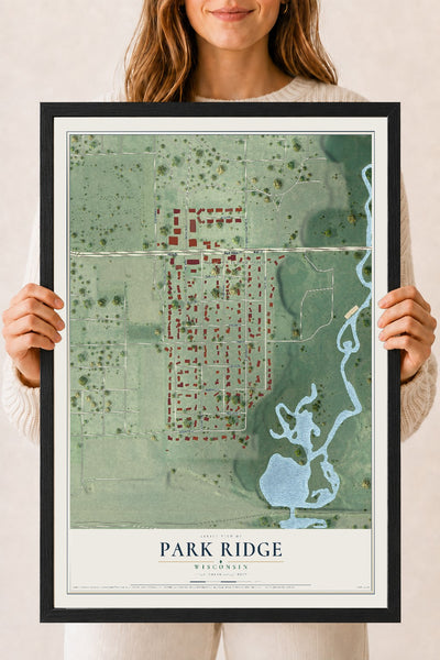 Map of Park Ridge, Wisconsin, 18 x 24 inch print in a black wood frame