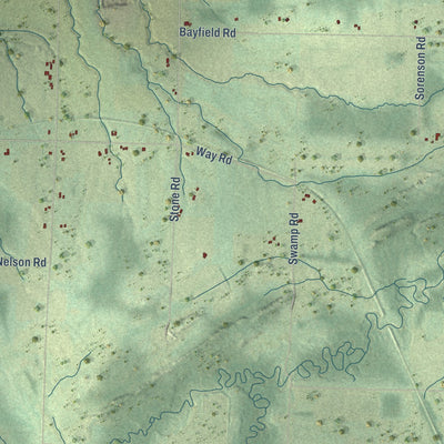 Close-up of the map of Parkland, Wisconsin print showing street and building detail