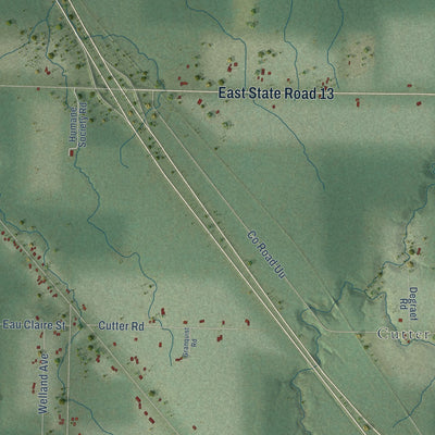 Second close-up of the map of Parkland, Wisconsin print showing more streets and buildings