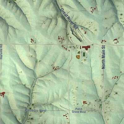 Close-up of the map of the Town of Patch Grove, Wisconsin print showing street and building detail