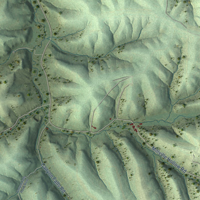 Second close-up of the map of the Town of Patch Grove, Wisconsin print showing more streets and buildings