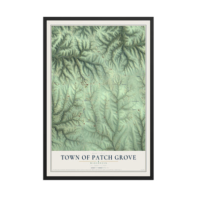 Map of the Town of Patch Grove, Wisconsin, 12 x 18 inch print in a black wood frame