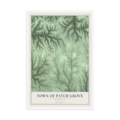 Map of the Town of Patch Grove, Wisconsin, 12 x 18 inch print in a white wood frame