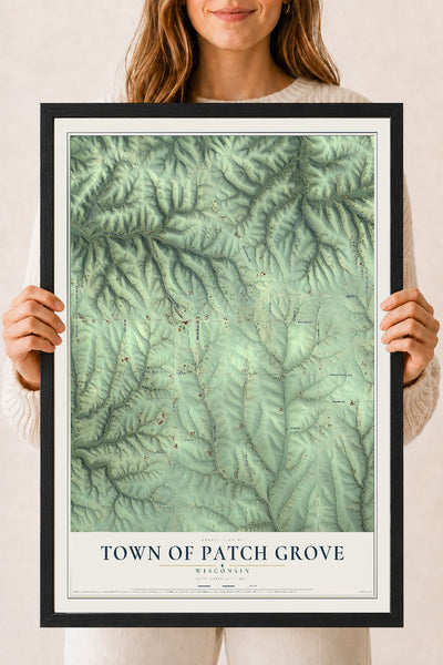 Map of the Town of Patch Grove, Wisconsin, 18 x 24 inch print in a black wood frame