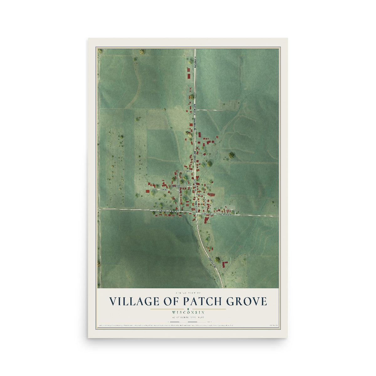 Map of Patch Grove, Wisconsin, 12 x 18 inch unframed archival matte print