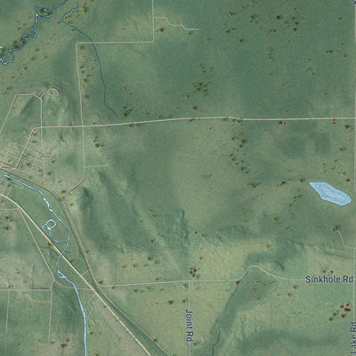Close-up of the map of Peeksville, Wisconsin print showing street and building detail