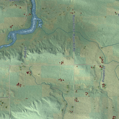 Close-up of the map of Pella, Wisconsin print showing street and building detail