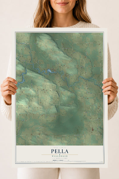 Map of Pella, Wisconsin, 18 x 24 inch unframed archival matte print
