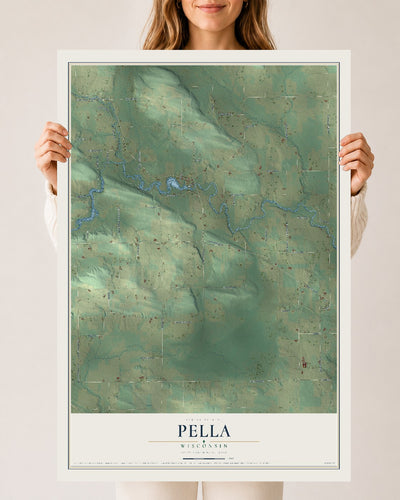 Map of Pella, Wisconsin, 24 x 36 inch unframed archival matte print