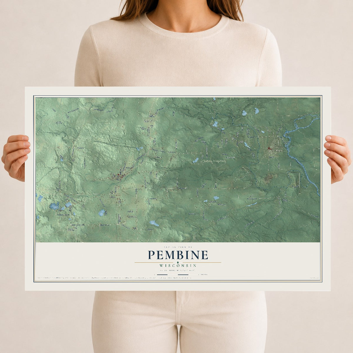 Map of Pembine, Wisconsin, 12 x 18 inch unframed archival matte print