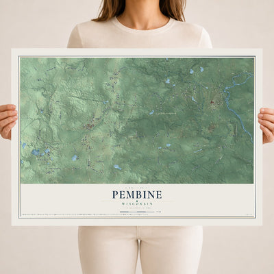 Map of Pembine, Wisconsin, 18 x 24 inch unframed archival matte print