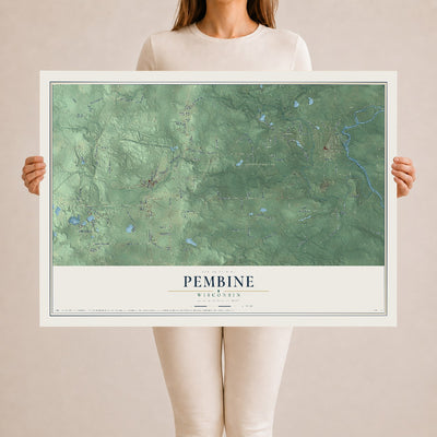 Map of Pembine, Wisconsin, 24 x 36 inch unframed archival matte print