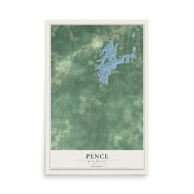 Map of Pence, Wisconsin, 12 x 18 inch unframed archival matte print