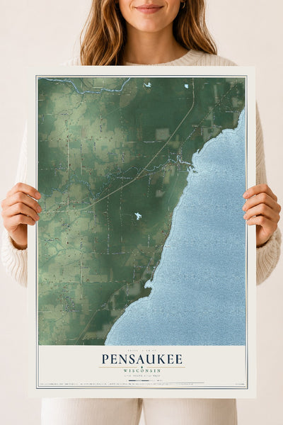 Map of Pensaukee, Wisconsin, 18 x 24 inch unframed archival matte print