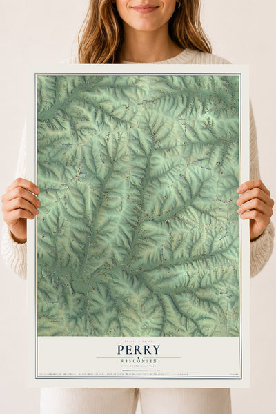 Map of Perry, Wisconsin, 18 x 24 inch unframed archival matte print