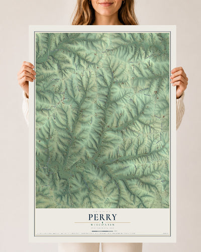 Map of Perry, Wisconsin, 24 x 36 inch unframed archival matte print
