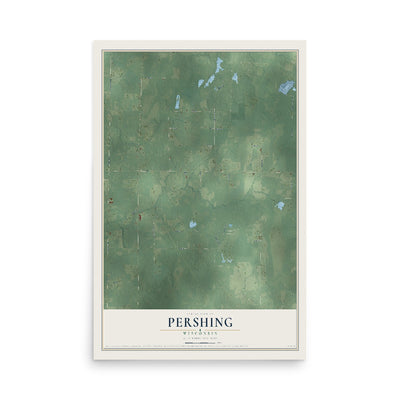 Map of Pershing, Wisconsin, 12 x 18 inch unframed archival matte print