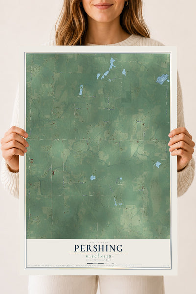 Map of Pershing, Wisconsin, 18 x 24 inch unframed archival matte print