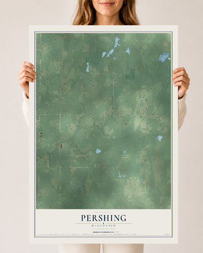 Map of Pershing, Wisconsin, 24 x 36 inch unframed archival matte print
