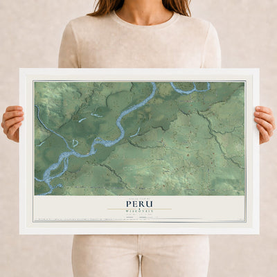 Map of Peru, Wisconsin, 12 x 18 inch print in a white wood frame