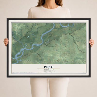 Map of Peru, Wisconsin, 24 x 36 inch print in a black wood frame