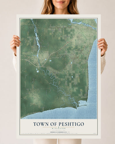 Map of the Town of Peshtigo, Wisconsin, 24 x 36 inch unframed archival matte print