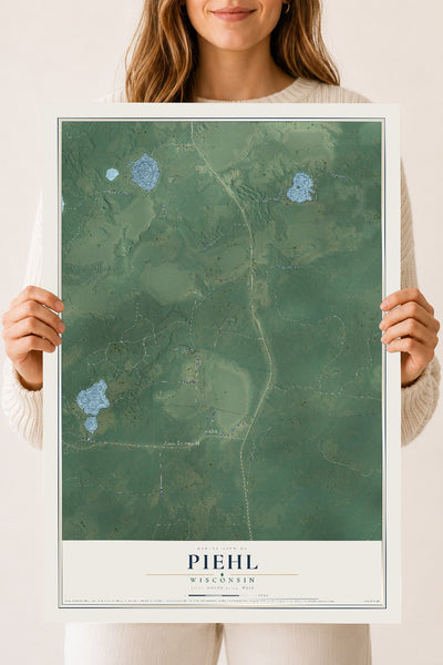 Map of Piehl, Wisconsin, 18 x 24 inch unframed archival matte print