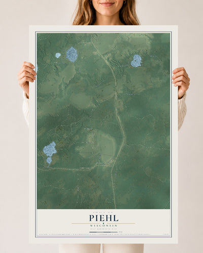 Map of Piehl, Wisconsin, 24 x 36 inch unframed archival matte print