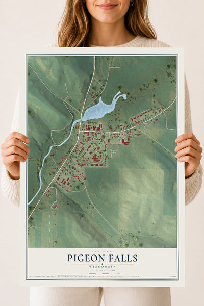 Map of Pigeon Falls, Wisconsin, 18 x 24 inch unframed archival matte print