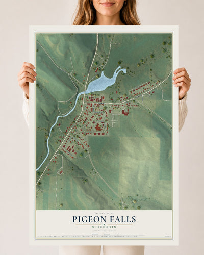 Map of Pigeon Falls, Wisconsin, 24 x 36 inch unframed archival matte print