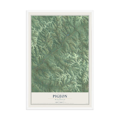 Map of Pigeon, Wisconsin, 12 x 18 inch print in a white wood frame