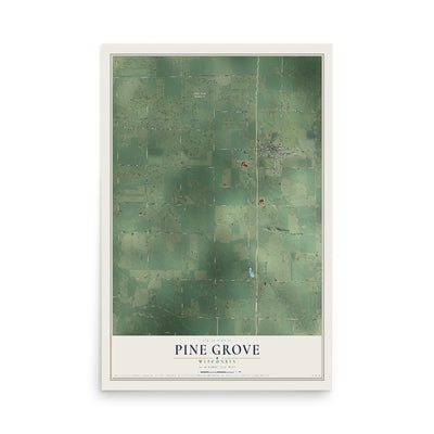 Map of Pine Grove, Wisconsin, 12 x 18 inch unframed archival matte print