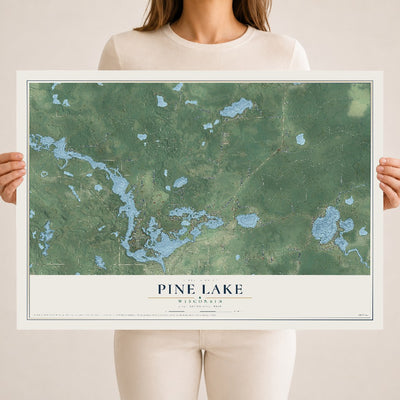 Map of Pine Lake, Wisconsin, 18 x 24 inch unframed archival matte print