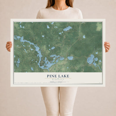 Map of Pine Lake, Wisconsin, 24 x 36 inch unframed archival matte print