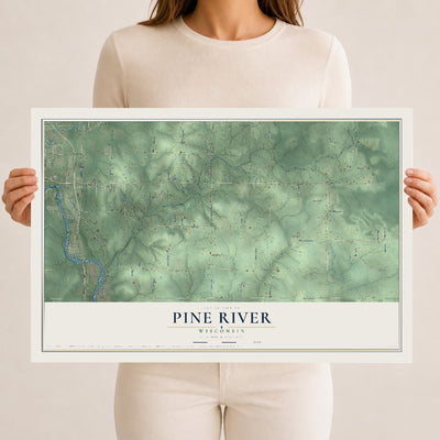 Map of Pine River, Wisconsin, 12 x 18 inch unframed archival matte print