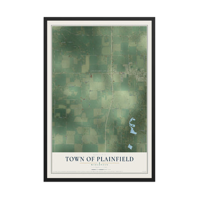 Map of the Town of Plainfield, Wisconsin, 12 x 18 inch print in a black wood frame