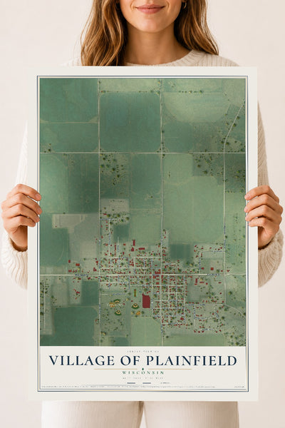 Map of Plainfield, Wisconsin, 18 x 24 inch unframed archival matte print