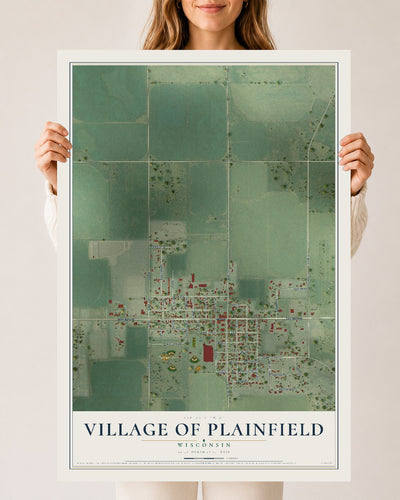 Map of Plainfield, Wisconsin, 24 x 36 inch unframed archival matte print