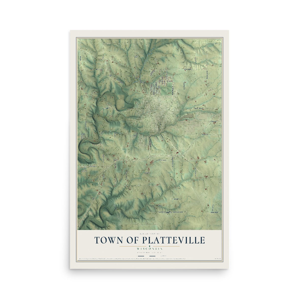 Map of the Town of Platteville, Wisconsin, 12 x 18 inch unframed archival matte print